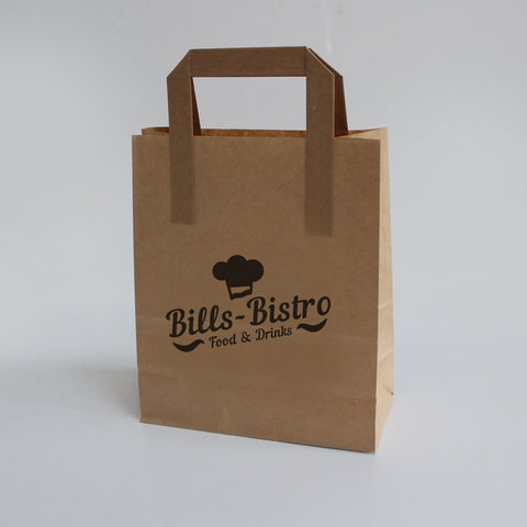 Medium (8.5x4.25x10") Brown Custom Printed Paper Carrier Bags -Digital Print