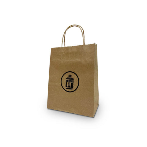 Brown Twist Handle Printed Paper Bags - Digital Print 180x85x230mm