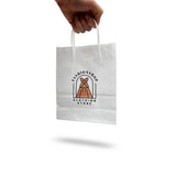 White Twist Handle Printed Paper Bags - Digital Print 180x85x230mm