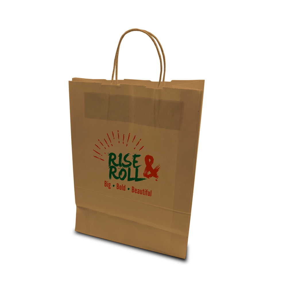 Brown Twist Handle Printed Paper Bags - Digital Print 250x120x350mm