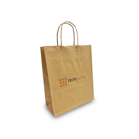 Brown Twist Handle Printed Paper Bags - Digital Print 250x110x300mm