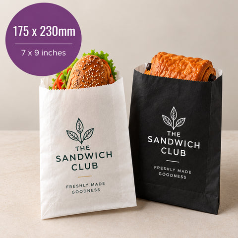 Printed Greaseproof Bags 175 x 230mm (7 x 9") (White / Unstrung)