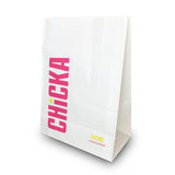 SOS Block Bottom Grab Bags - Digital Print 320 x 170 x 450mm - White Kraft