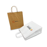 white and brown printed paper bags uk