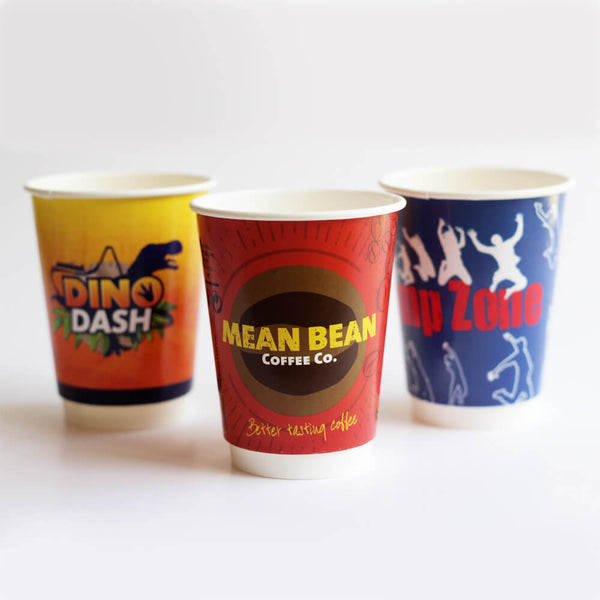 12oz PE Double Wall Custom Branded Coffee Cups - PackGenie