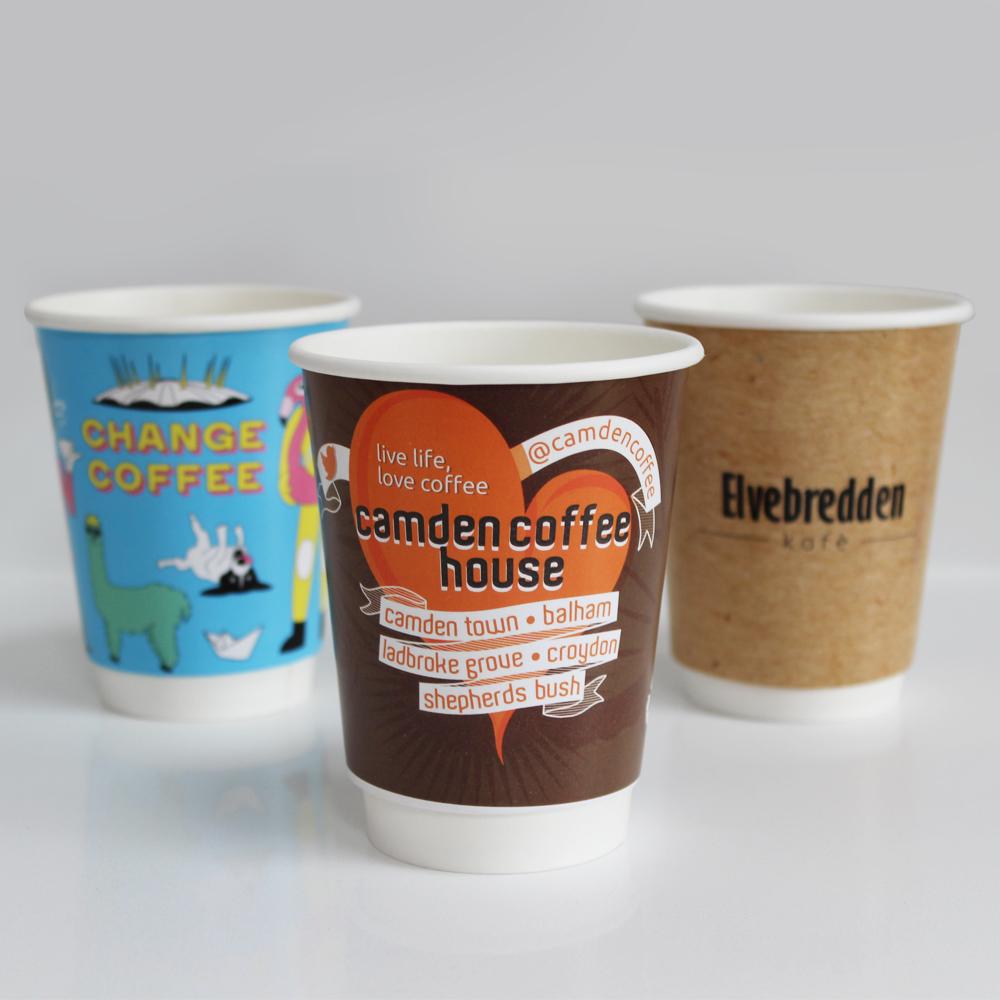 12oz PE Double Wall Custom Branded Coffee Cups - PackGenie