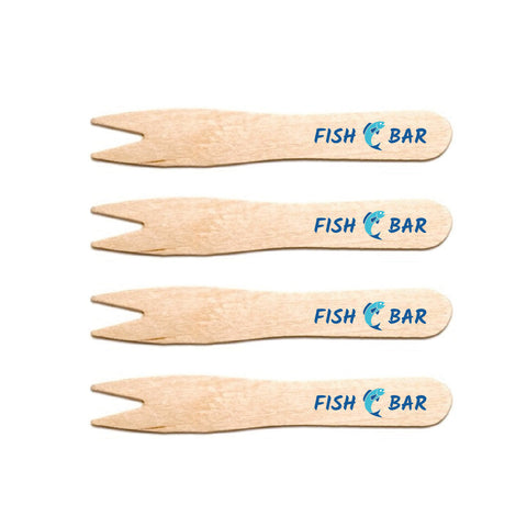 Branded cutlery - disposable wooden chip forks