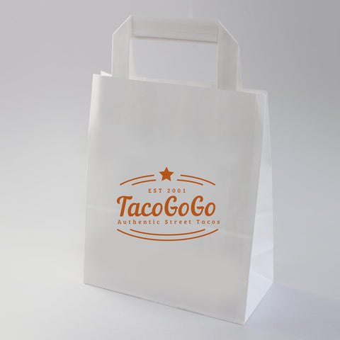 Medium White Printed Carriers - 1 Colour Print (Internal Tape Handle 80gsm)