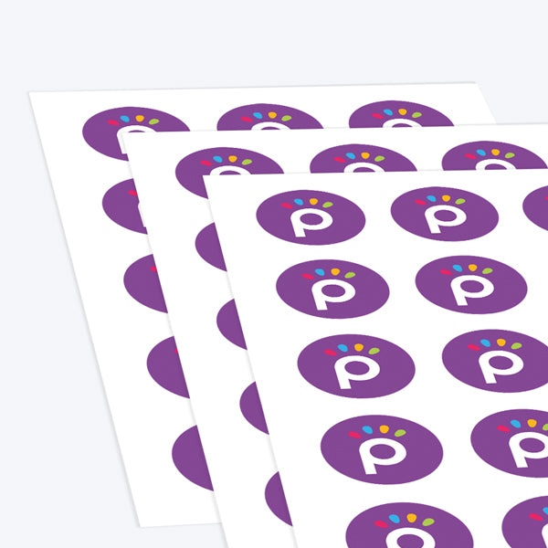 64mm Round Stickers - Textured Paper On Sheets - PackGenie