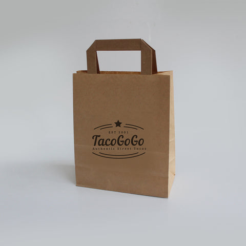Small Brown Printed Carriers - 1 Colour Print (Internal Handle 80gsm)