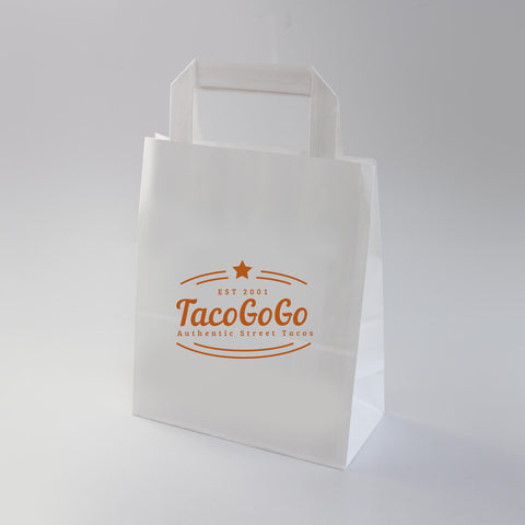Small White Printed Carriers - 1 Colour Print (Internal Handle 80gsm)