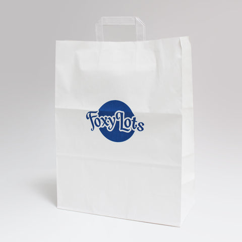 XLarge White Carrier Bags - 1 Colour Print (Internal Handle 80gsm)