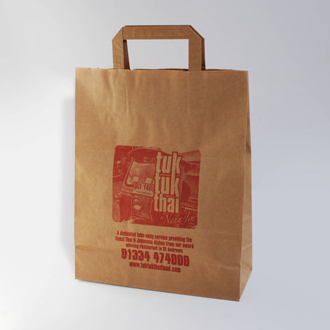 Large (10x5.5x12") Brown Custom Printed Paper Carrier Bags - Digital Print