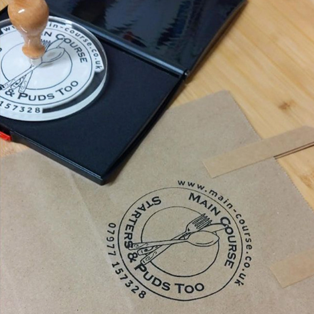 rubber stamp with logo on