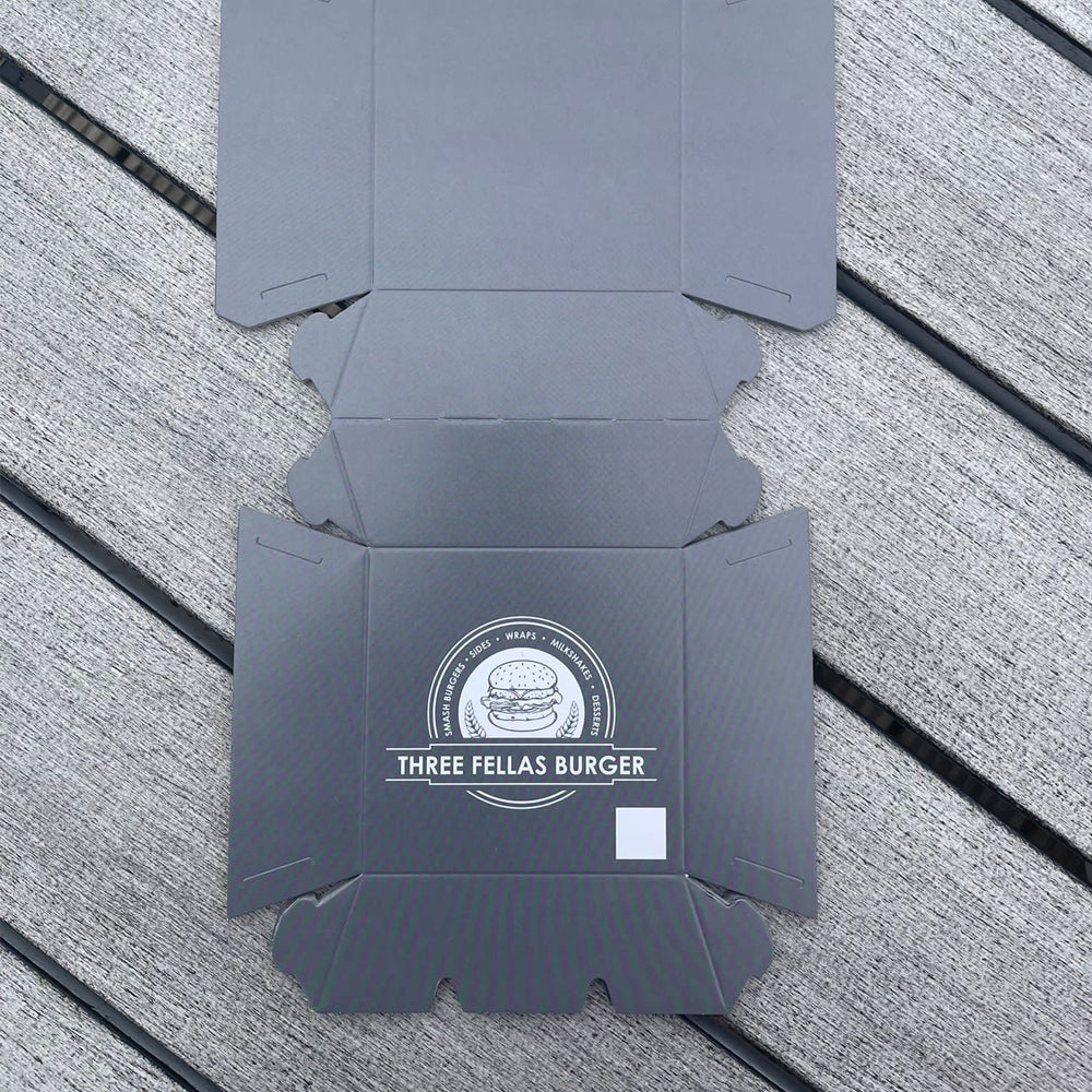 Custom Burger Boxes - Flat Pack Clamshell