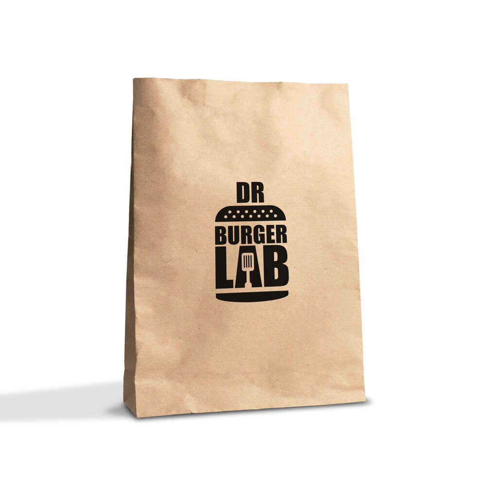 Medium SOS Block Bottom Bags - 1 Colour Print 175 x 115 x 345mm Brown