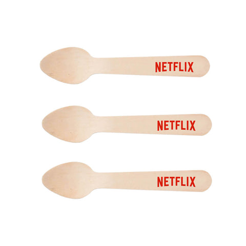 Branded cutlery - disposable wooden ice cream spoon