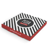 pizza box with logo on