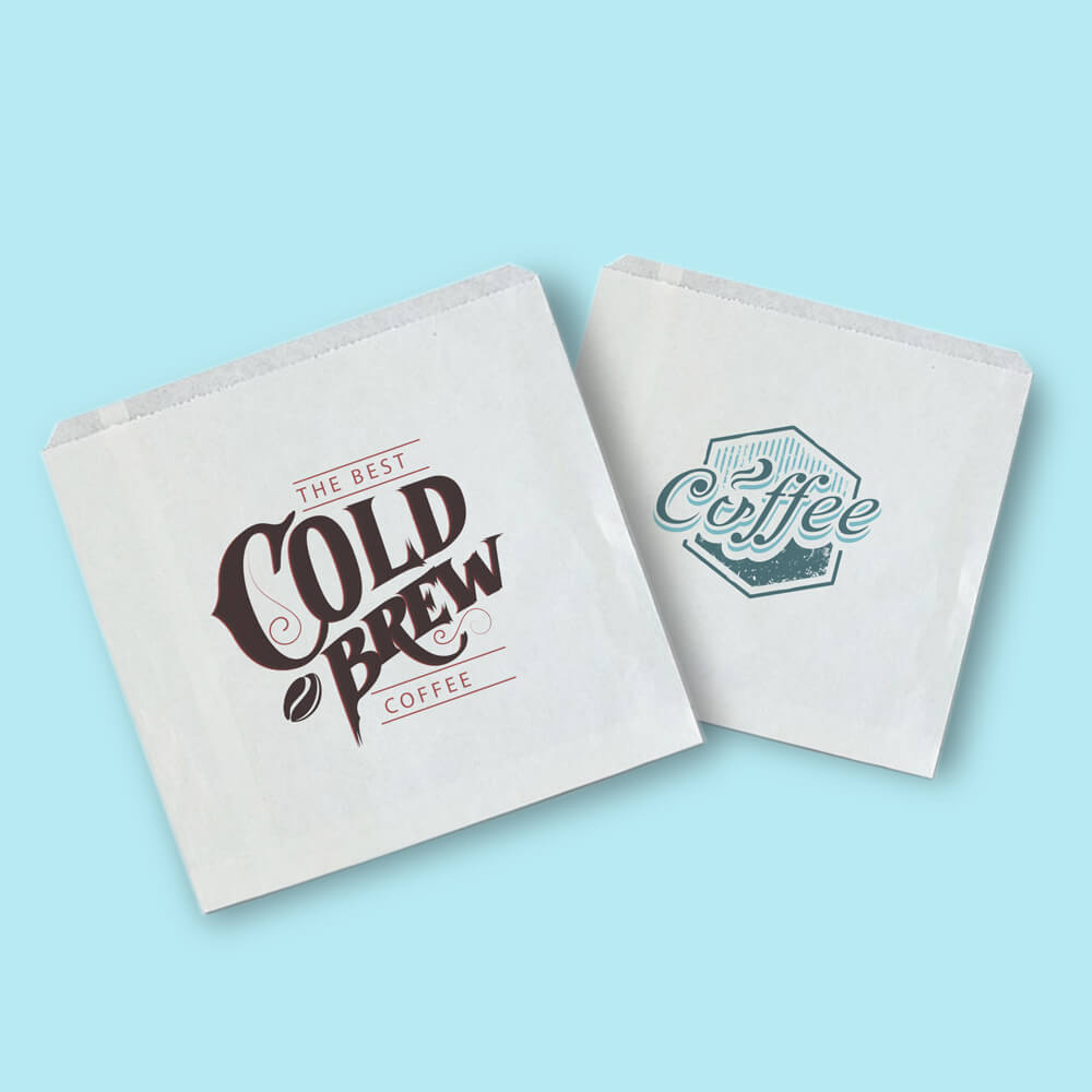 Printed Greaseproof Bags 175mm x 175mm 7 x 7 White Unstrung
