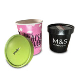 ice cream pots printed with lids