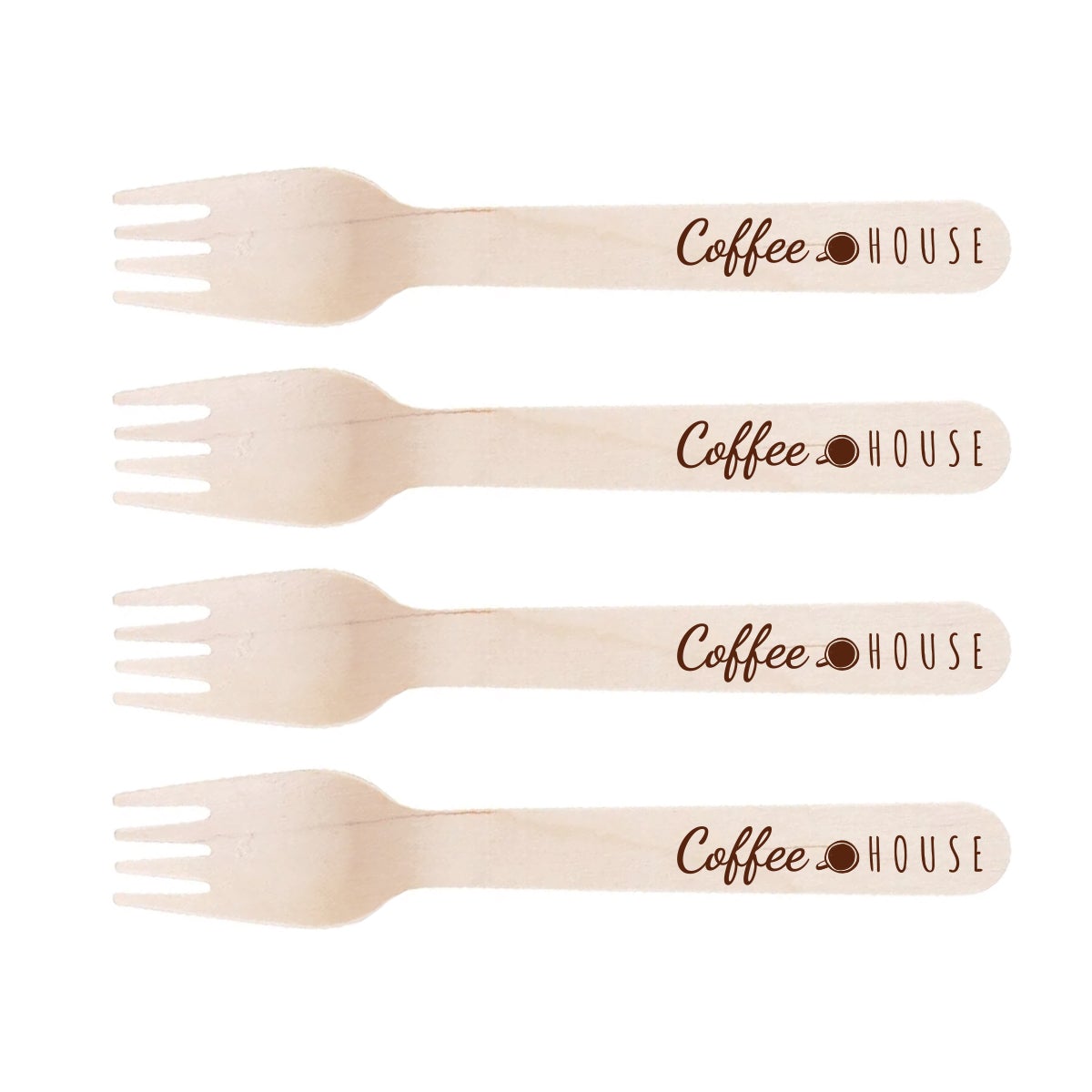 Branded cutlery disposable wooden forks PackGenie