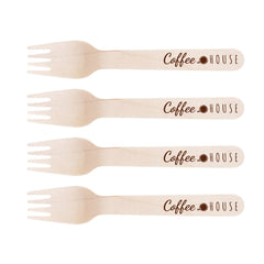 branded-cutlery-disposable-wooden forks - promotional cutlery event / wedding 