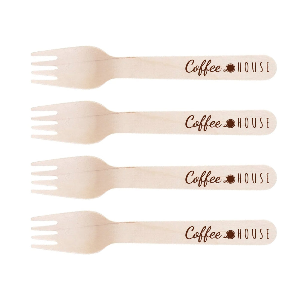 branded-cutlery-disposable-wooden forks - promotional cutlery event / wedding 
