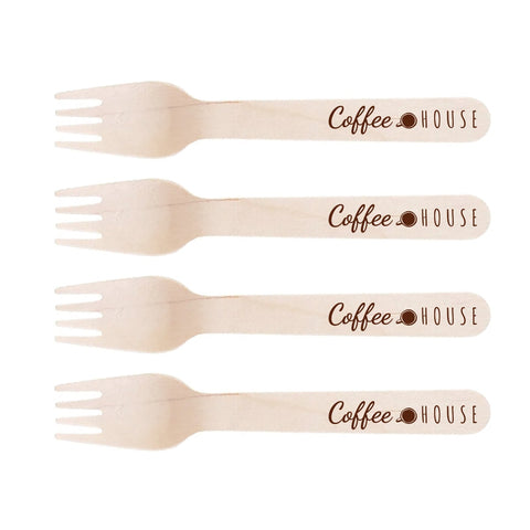 Branded cutlery - disposable wooden forks